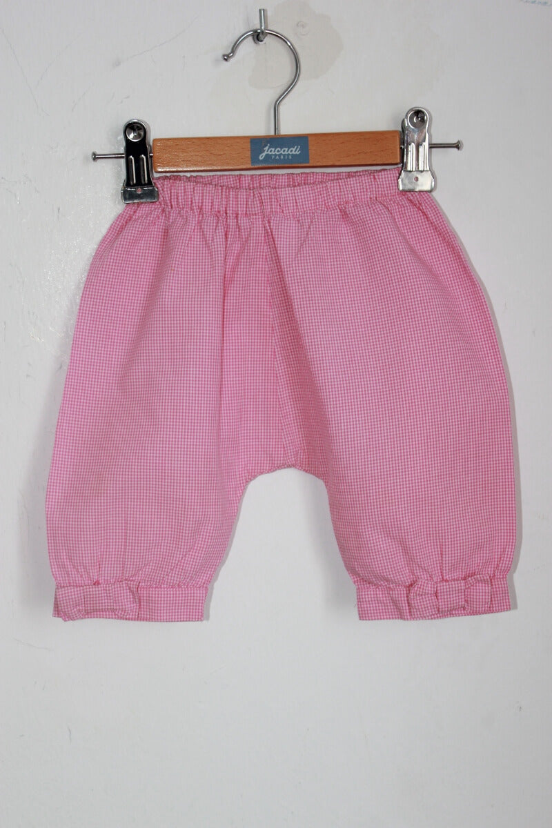 tweedehands zomerse roze-wit geruite lange broek in maat 62 voor een baby meisje van jacadi