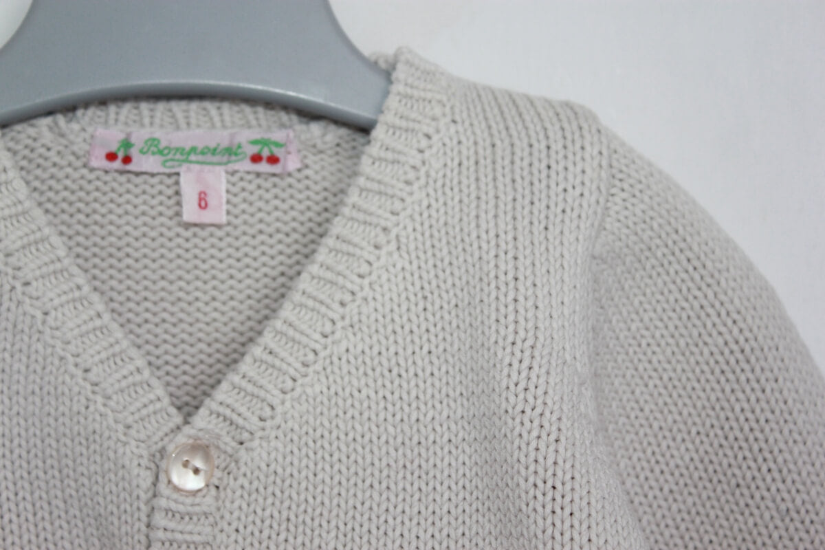 tweedehands unisex  katoenen beige vestje van bonpoint in maat 68 voor een baby