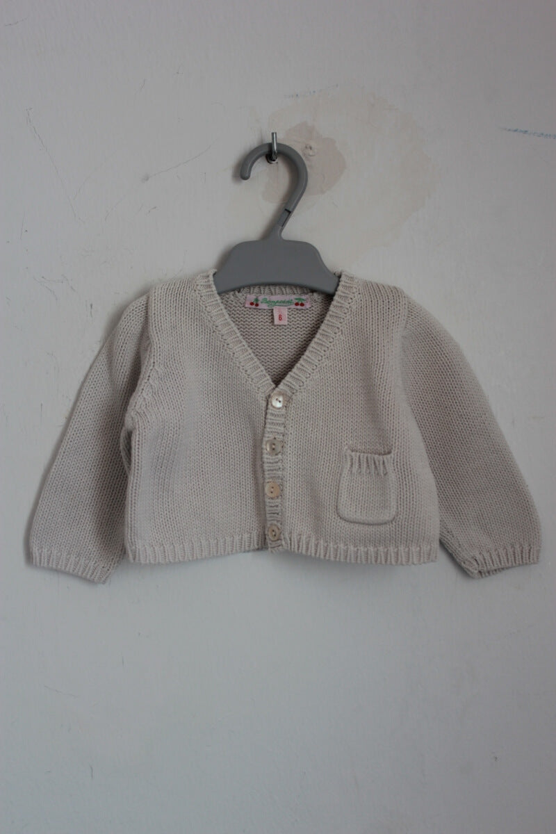 tweedehands unisex  katoenen beige vestje van bonpoint in maat 68 voor een baby