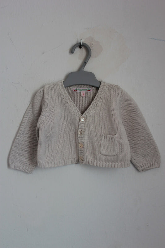 tweedehands unisex  katoenen beige vestje van bonpoint in maat 68 voor een baby
