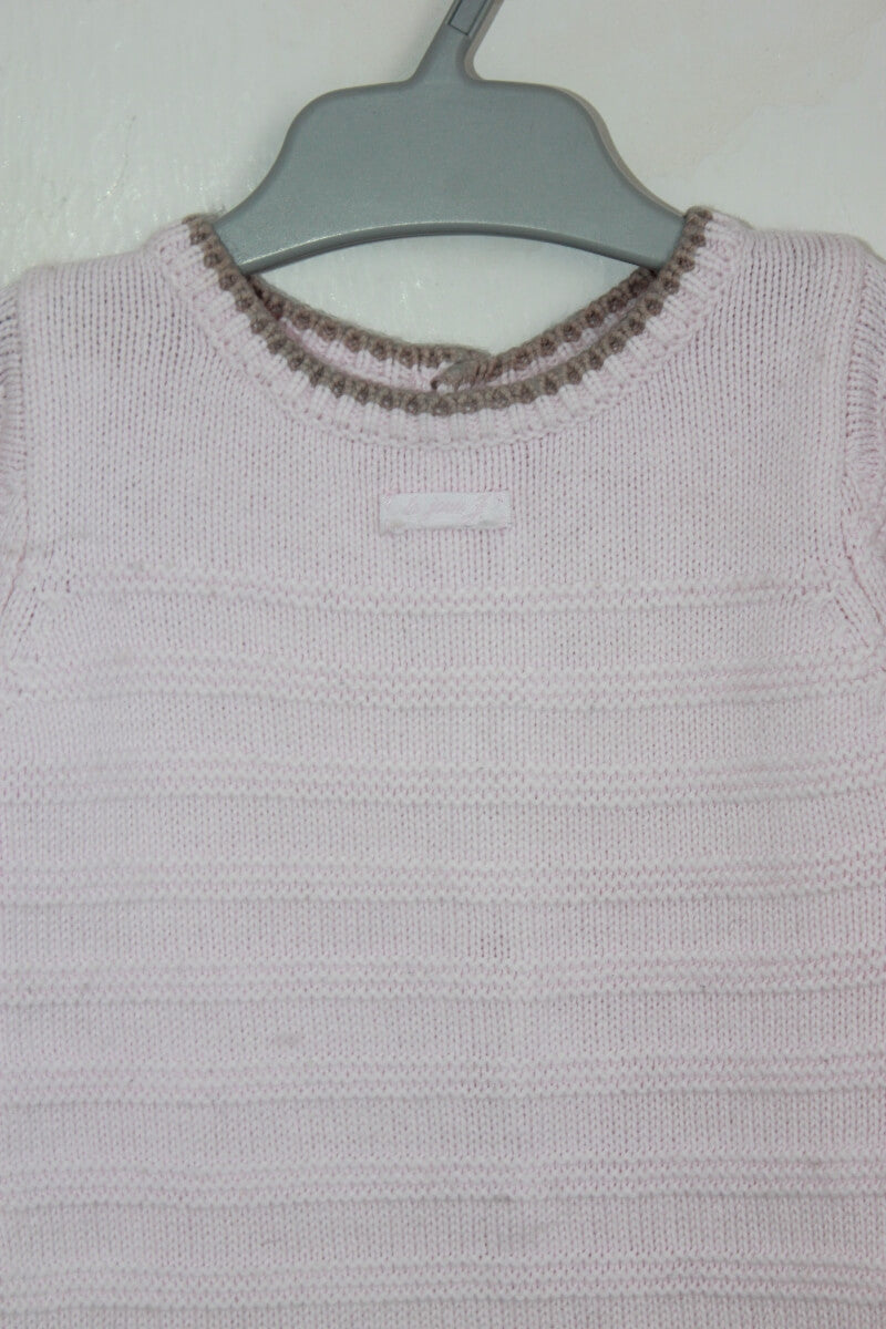 tweedehands katoenen roze gebreide playsuit met lange mouwen in maat 68 voor een baby meisje van jacadi