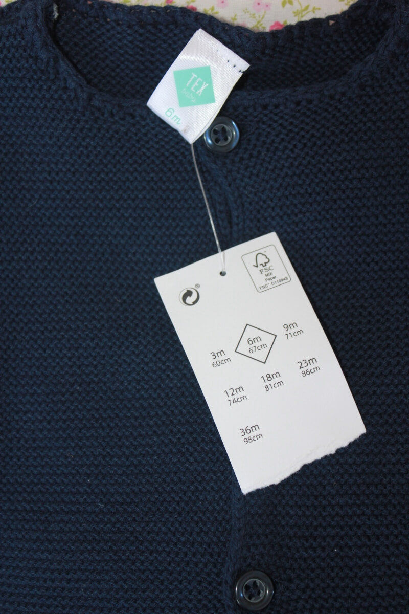 tweedehands unisex katoenen donkerblauw vestje in maat 68 van tex