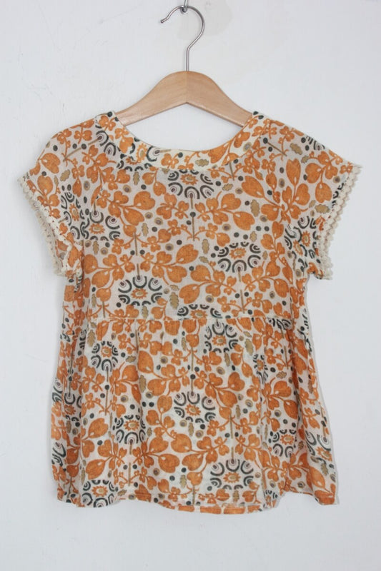 tweedehands zomerse liberty blouse in multicolour met korte mouwen van bonpoint in maat 116 voor een meisje