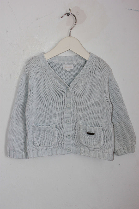 tweedehands katoenen lichtblauw vest in maat 74 voor een baby jongen van jacadi