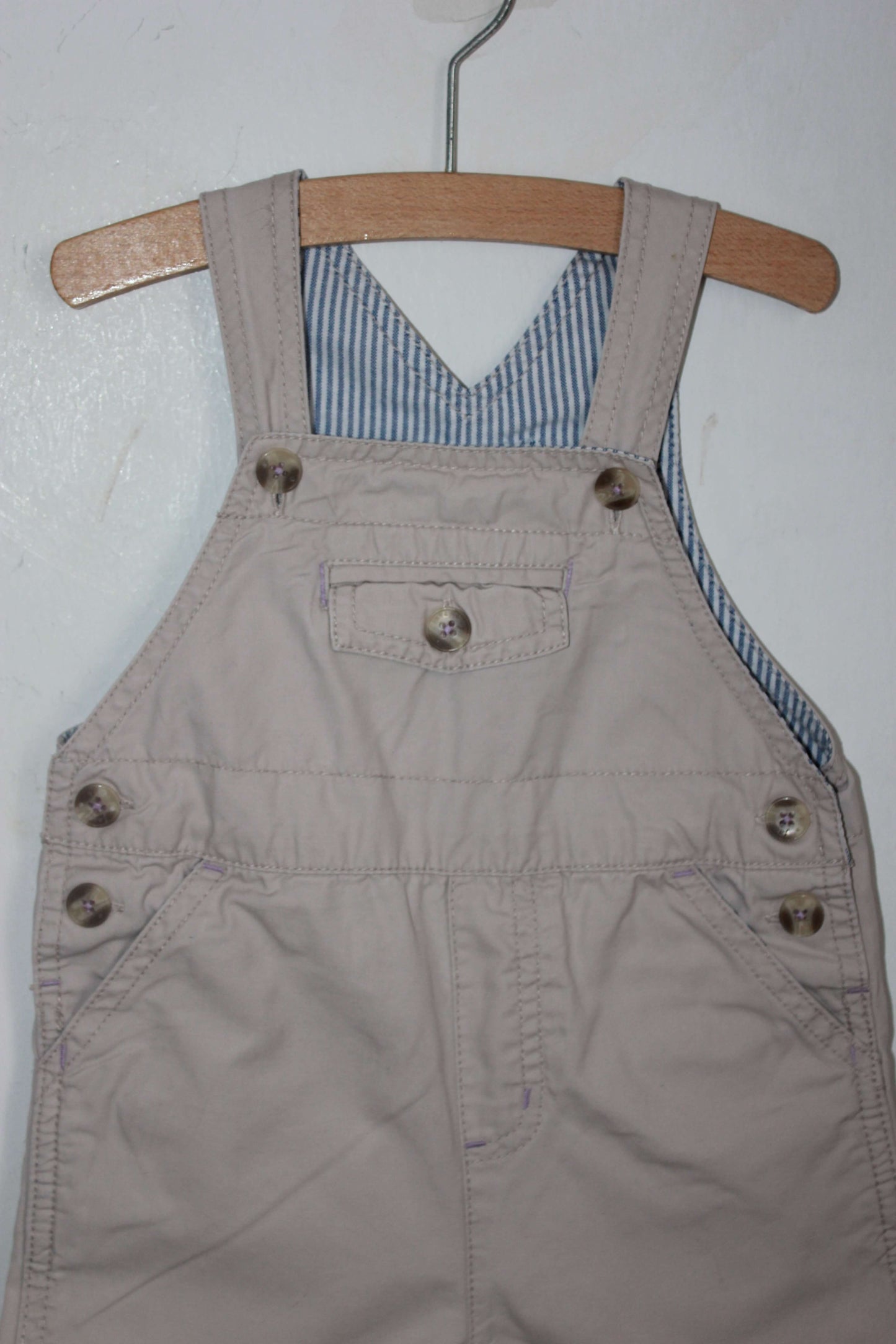 tweedehands beige salopette of tuinbroek in maat 74 voor een baby jongen van jacadi