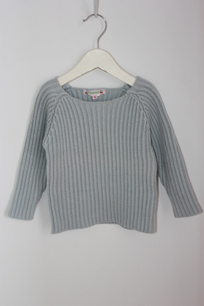 tweedehands grijsblauwe unisex trui van bonpoint in maat 80 voor een baby