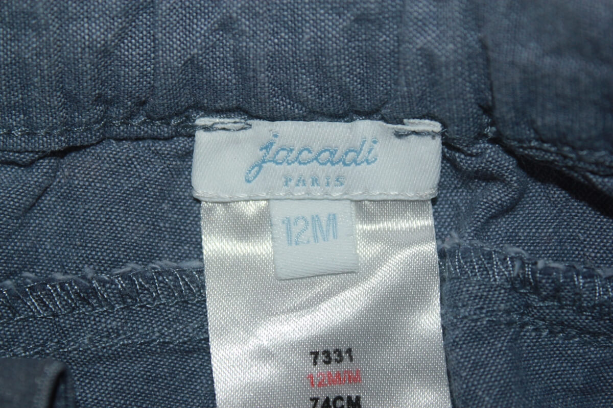 tweedehands katoenen zomerse blauwe korte broek in maat 74 voor een baby meisje van jacadi