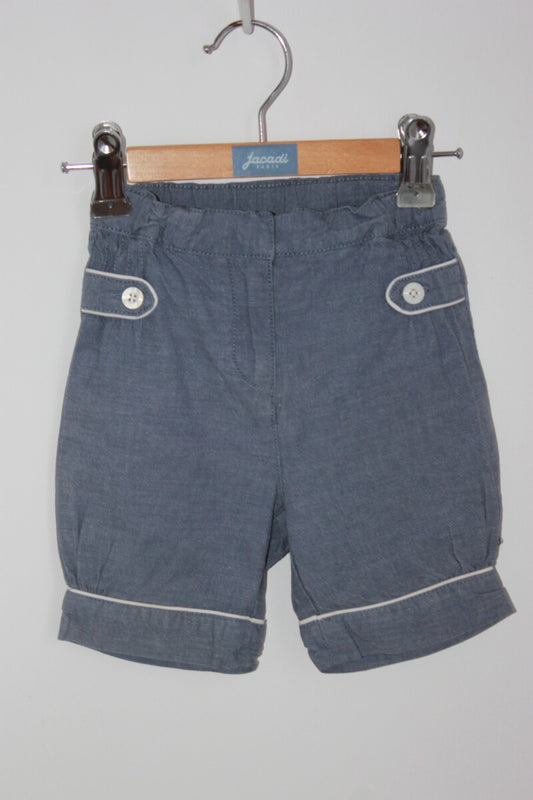 tweedehands katoenen zomerse blauwe korte broek in maat 74 voor een baby meisje van jacadi