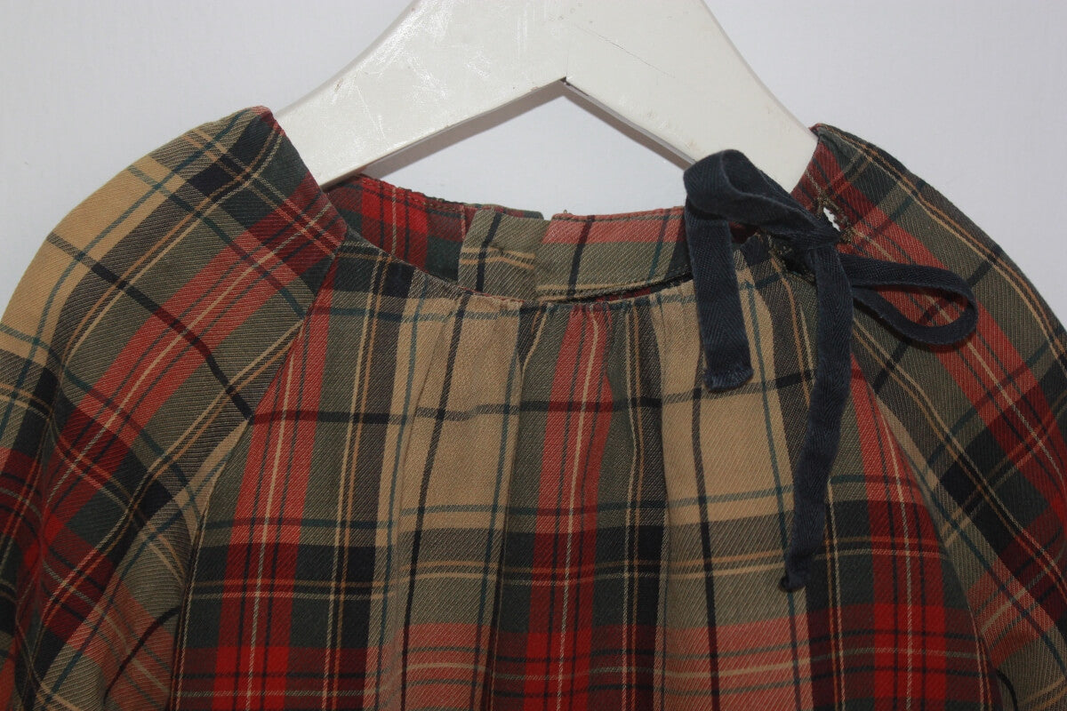 tweedehands katoenen geruite blouse in multicolour met lange mouwen van bonpoint maat 80 voor een baby meisje