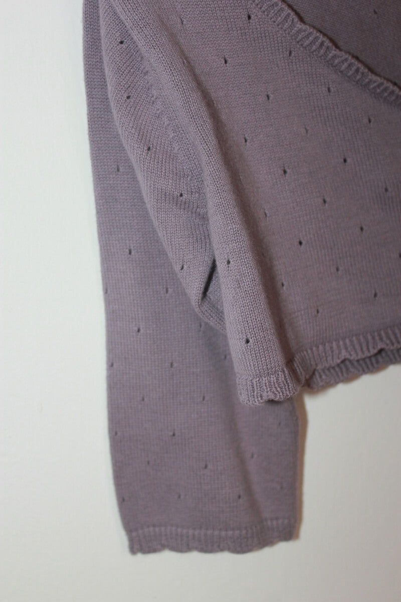 tweedehands katoenen mauve wikkel vestje in maat 74 voor een baby meisje van jacadi