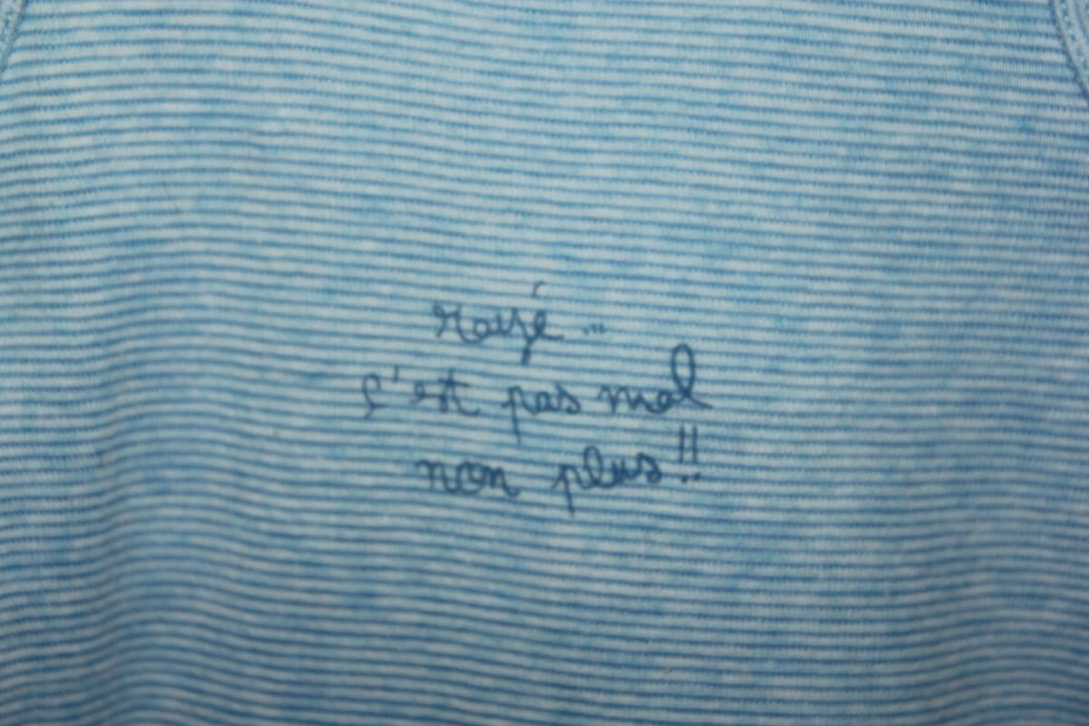 tweedehands mouwloze katoenen blauw gestreepte playsuit in maat 56 van petit bateau voor een baby jongen 