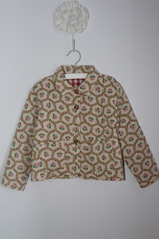 tweedehands katoenen gebloemd jasje in multicolour. voor het tussenseizoen, van monoprix in maat 98 voor een meisje