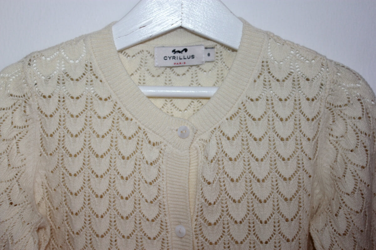 preloved creme ajour vest van cyrillus in maat 128 voor een meisje