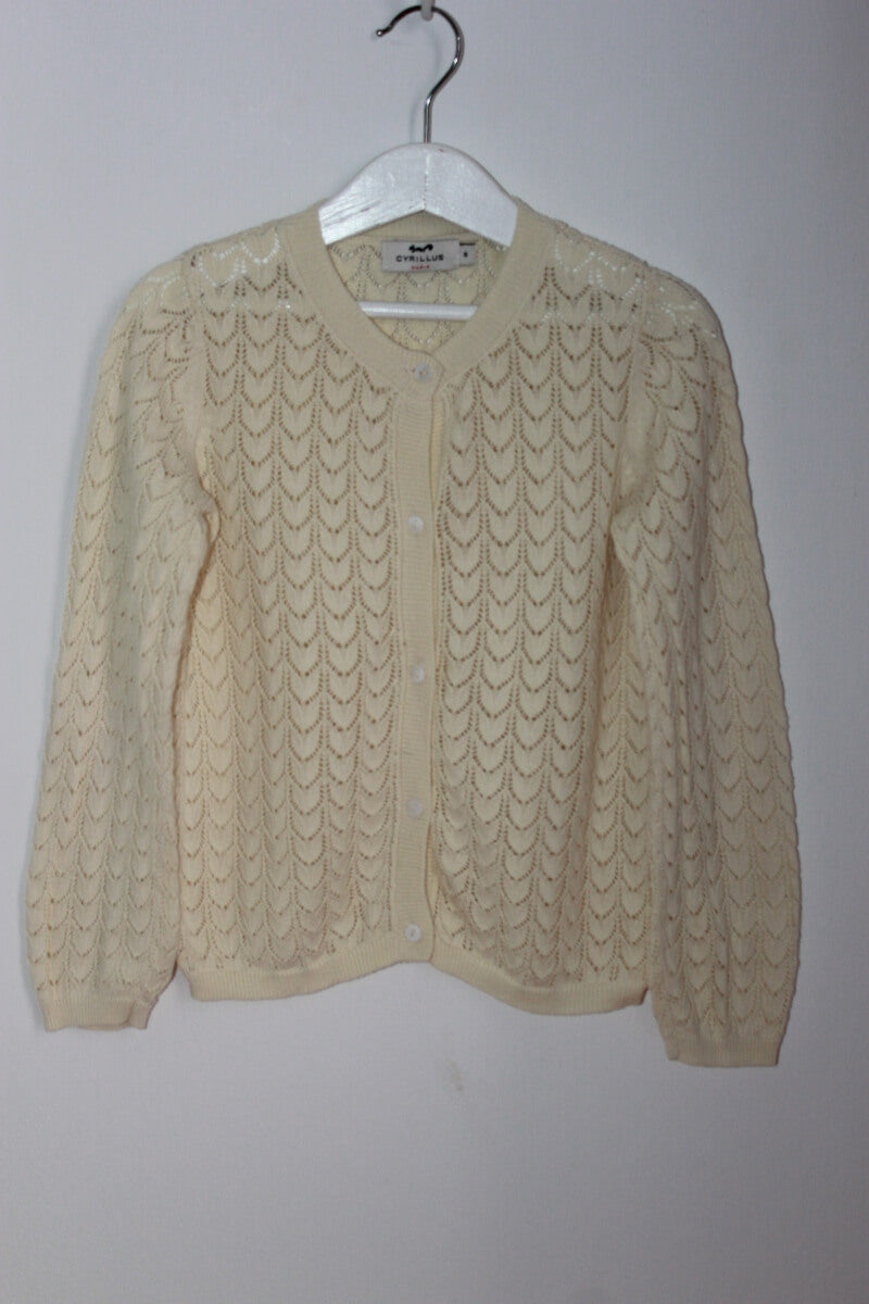 preloved creme ajour vest van cyrillus in maat 128 voor een meisje