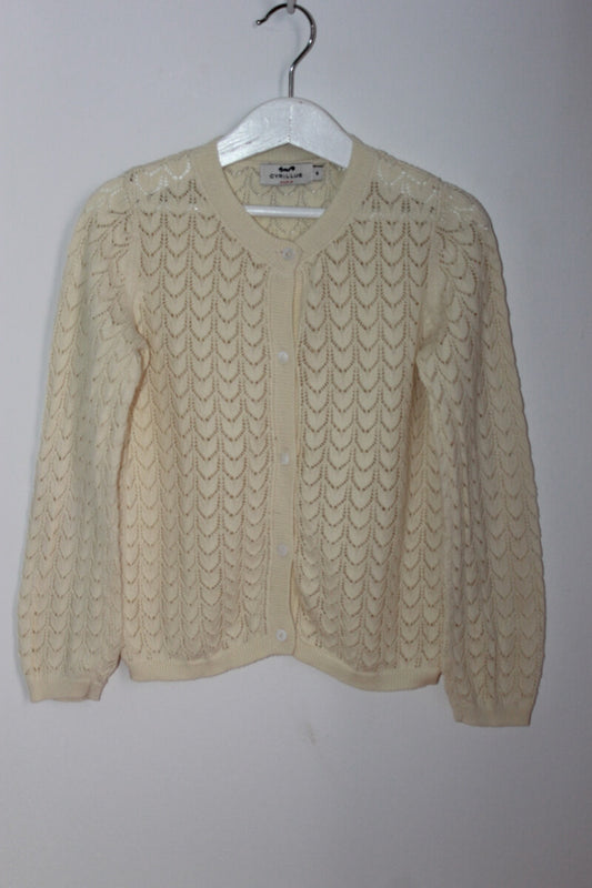 preloved creme ajour vest van cyrillus in maat 128 voor een meisje