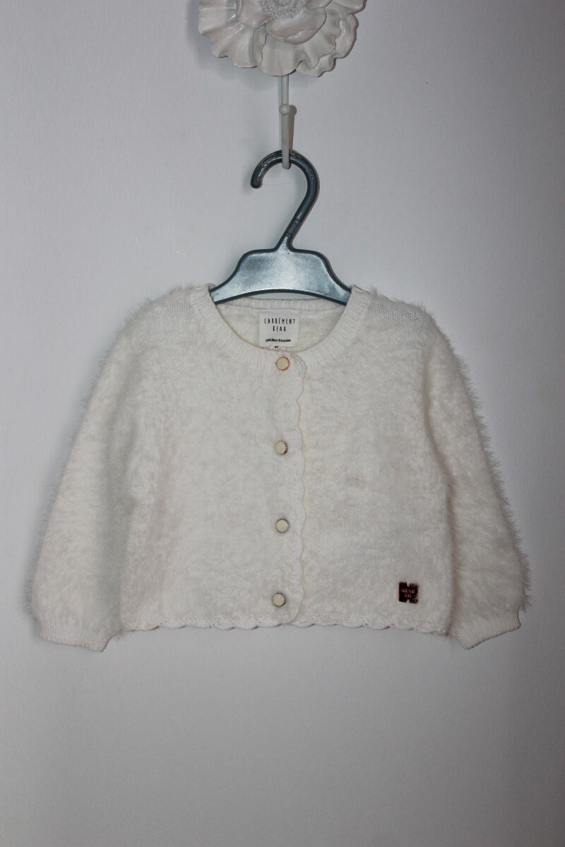 preloved ecru warm vest van carrément beau voor een baby meisje in maat 68