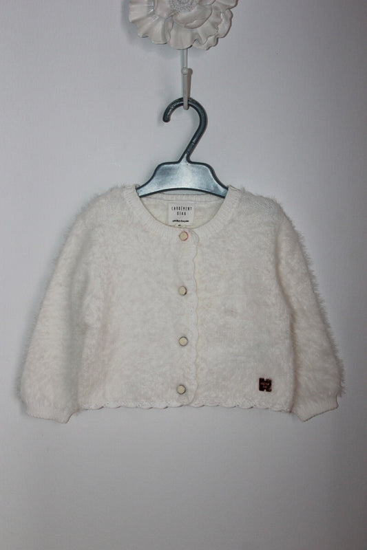 preloved ecru warm vest van carrément beau voor een baby meisje in maat 68