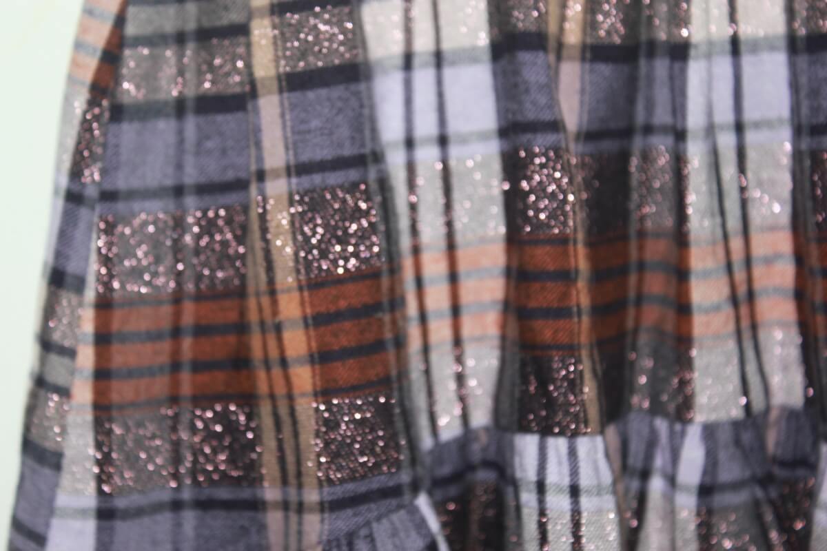 preloved winterse asymmetrische geruite rok in multicolour met glitter van dixie in maat 128-134