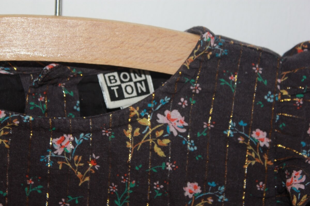 tweedehands liberty blouse in multicolour met volants en lange mouwen van bonton in maat 110-116