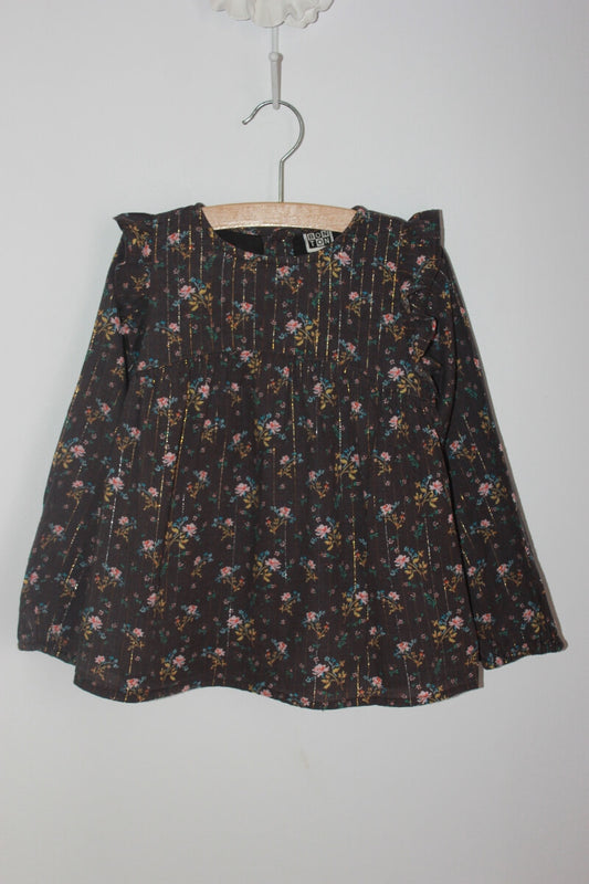 tweedehands liberty blouse in multicolour met volants en lange mouwen van bonton in maat 110-116