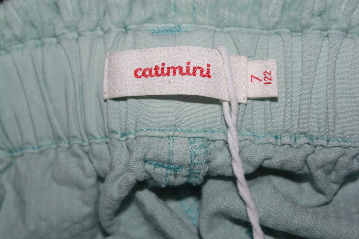 pre-owned lichtgroene corduroy lange broek met wijde pijpen van catimini voor een meisje in maat 122