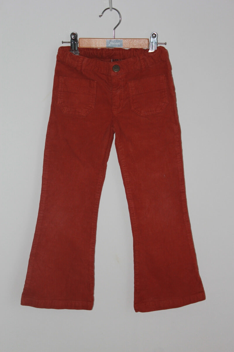 tweedehands corduroy roestbruine lange broek, flared model, van bonton voor een meisje in maat 110