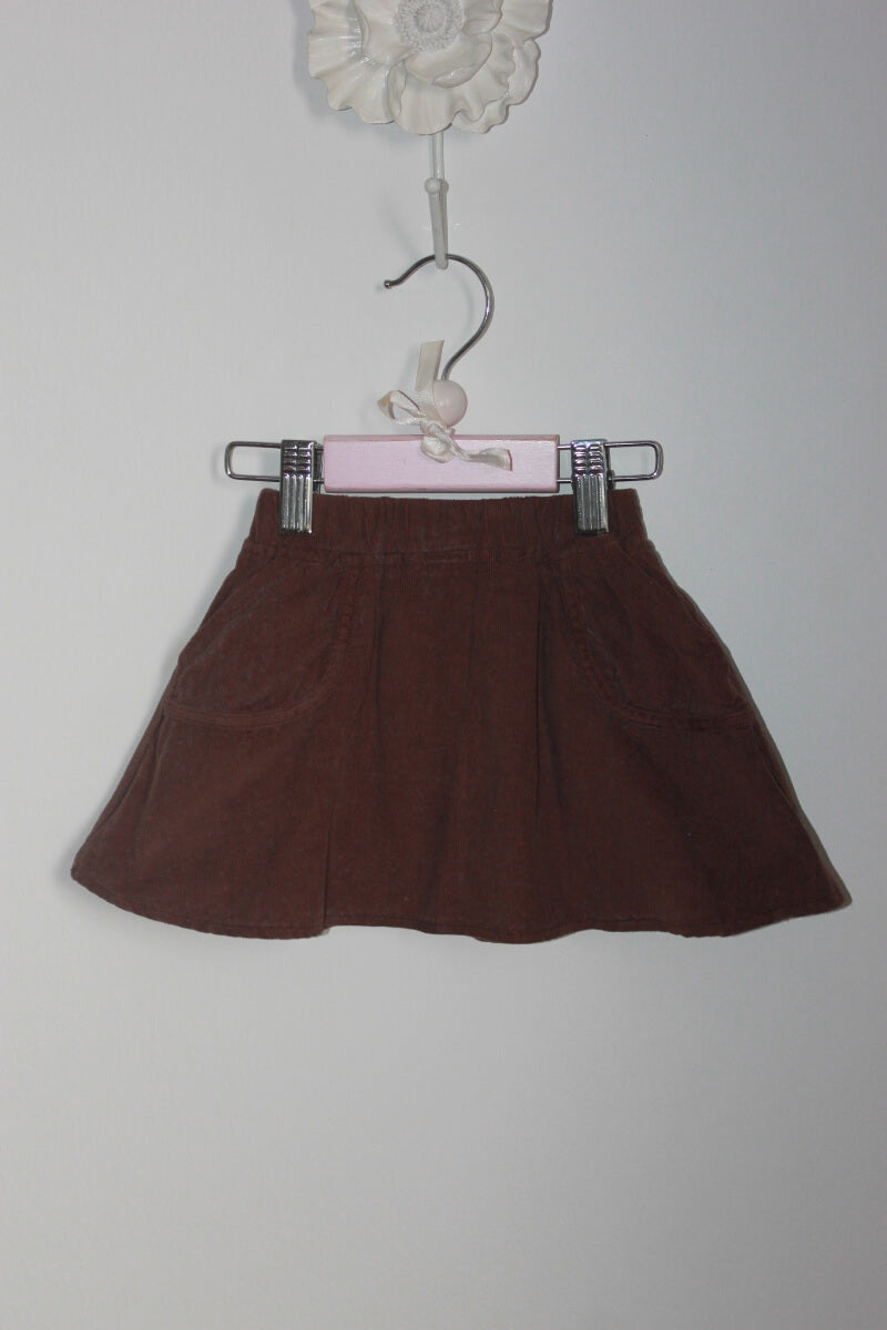 preloved bruine corduroy rok van mabo in maat 92