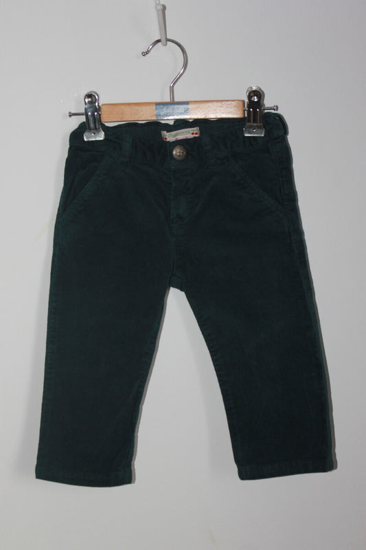 preloved unisex donkergroene corduroy lange broek van bonpoint in maat 74