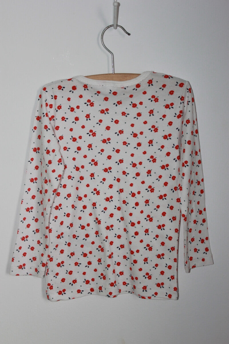preloved katoenen gebloemde longsleeve in multicolour van petit bateau, maat 116 voor een meisje