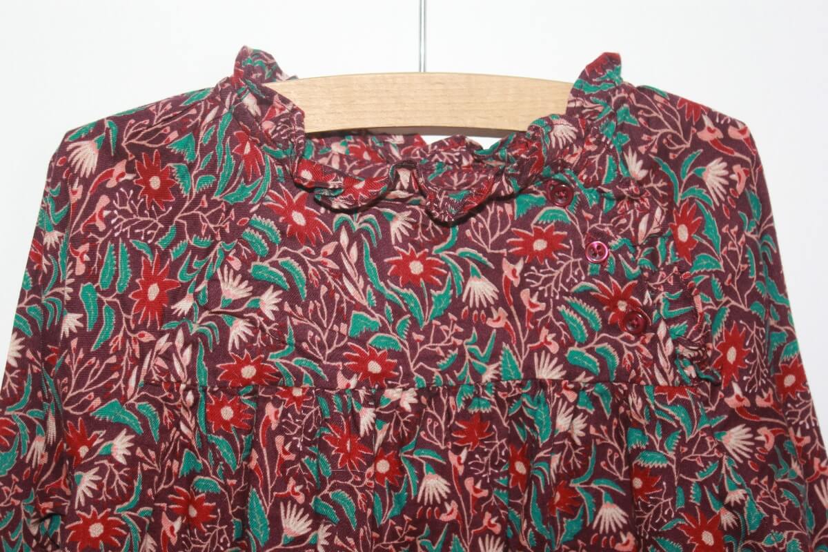 preloved katoenen gebloemde jurk in multicolour met lange mouwen van monoprix in maat 98-104