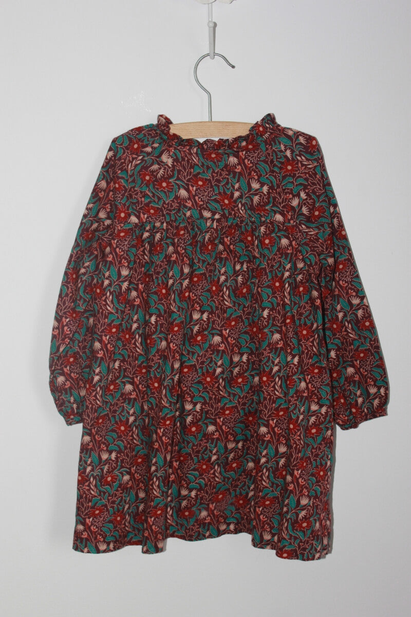 preloved katoenen gebloemde jurk in multicolour met lange mouwen van monoprix in maat 98-104