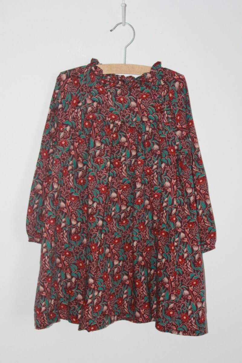 preloved katoenen gebloemde jurk in multicolour met lange mouwen van monoprix in maat 98-104