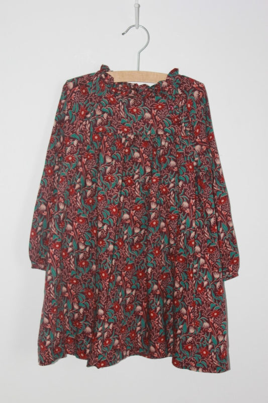 preloved katoenen gebloemde jurk in multicolour met lange mouwen van monoprix in maat 98-104