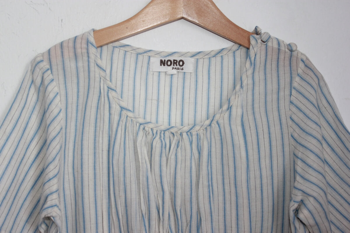 tweedehands zomerse gestreepte blouse in multicolour, met korte mouwen van noro, maat 140 voor een meisje