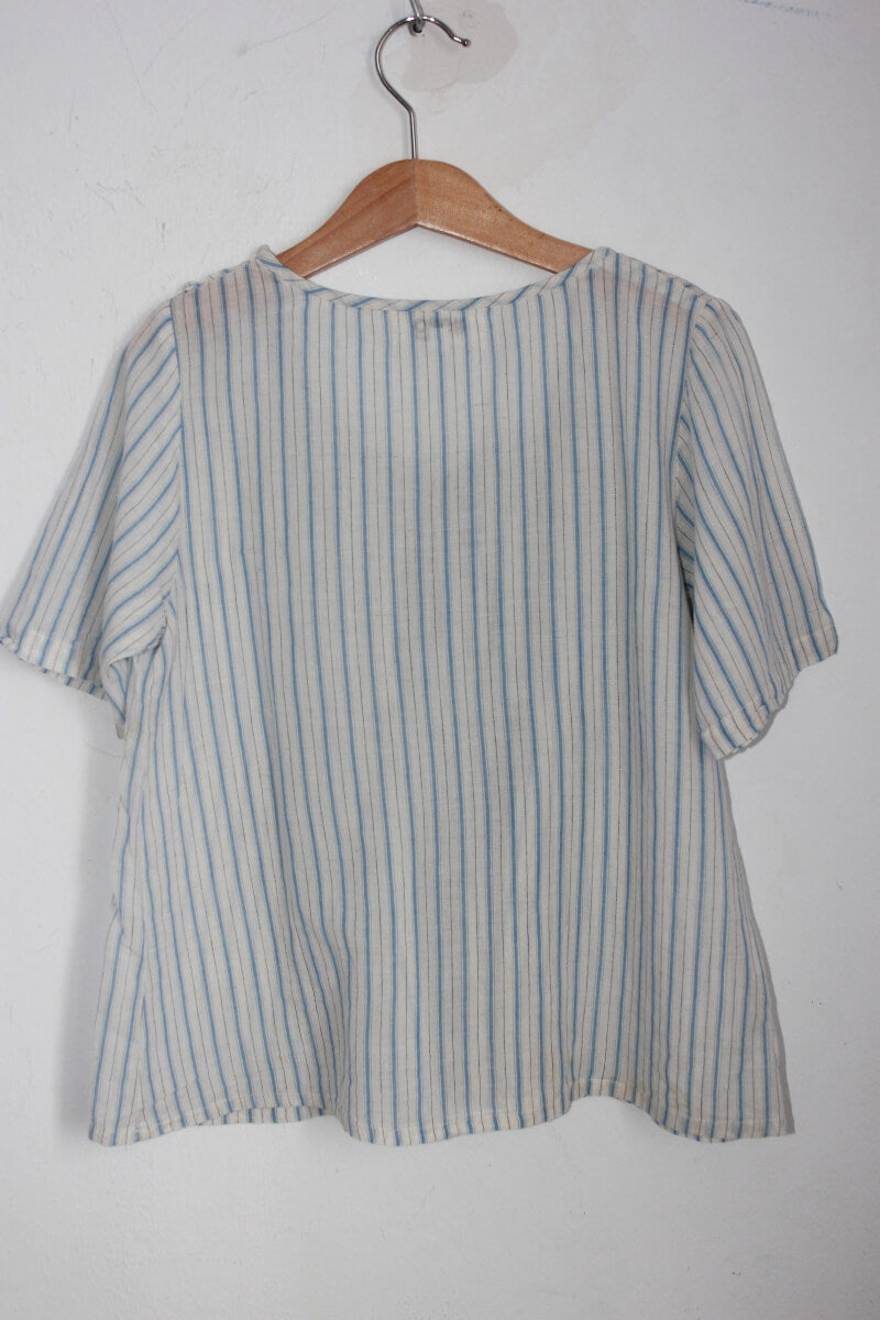 tweedehands zomerse gestreepte blouse in multicolour, met korte mouwen van noro, maat 140 voor een meisje