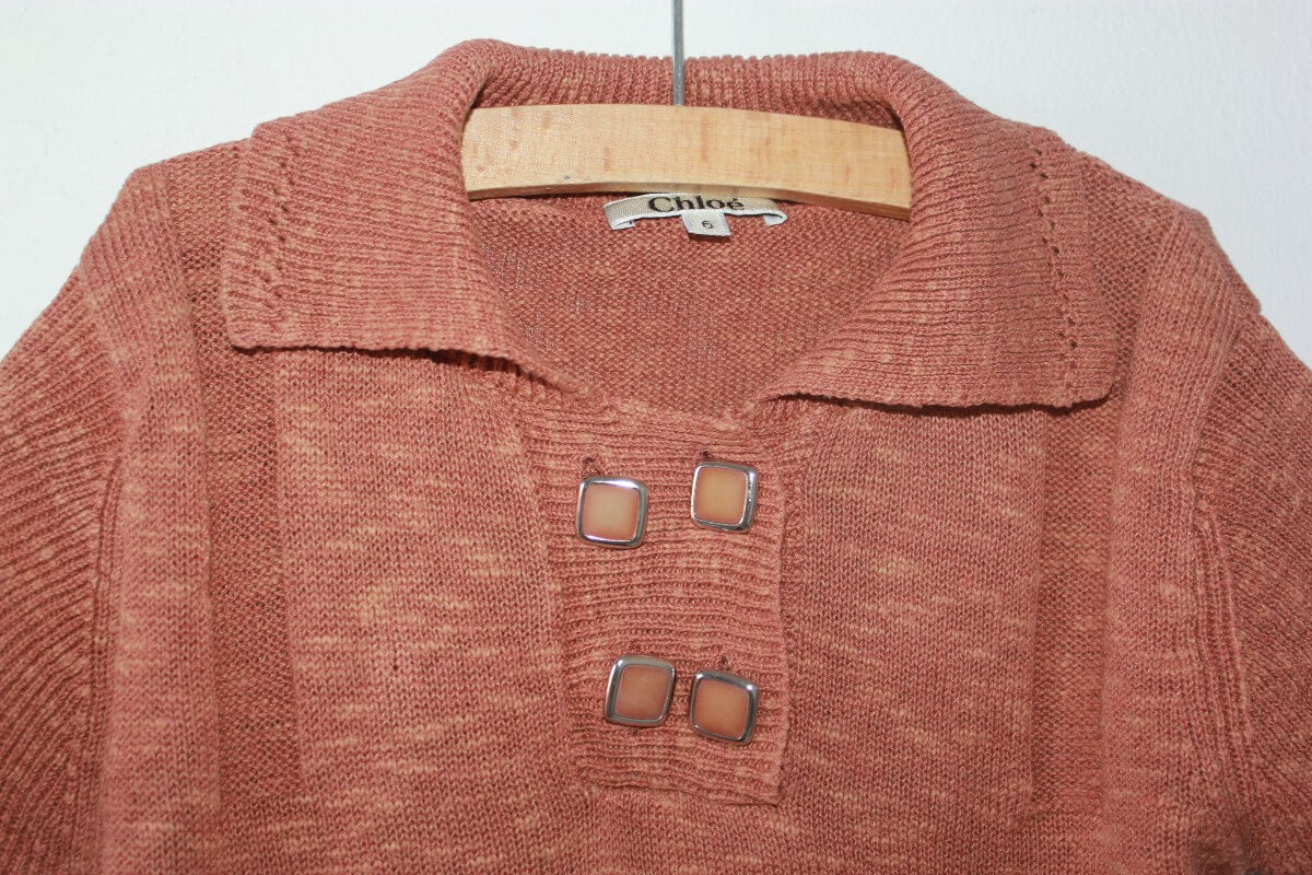 tweedehands-lichtbruine-trui-korte-mouwen-maat-110-meisje-chloe