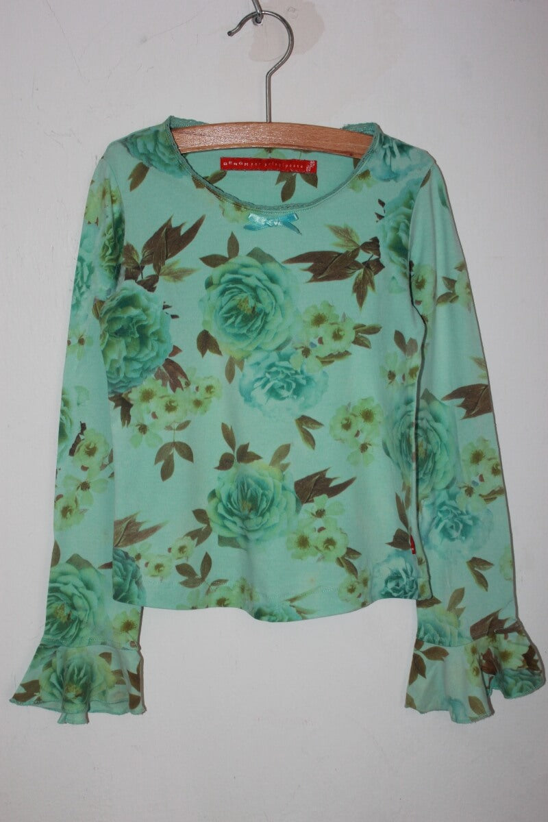 tweedehands gebloemde longsleeve in groentinten van bengh in maat 122 voor een meisje