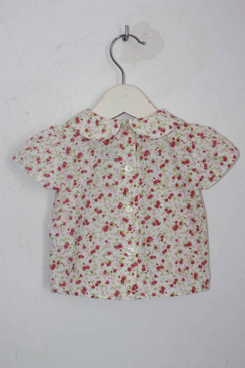 tweedehands katoenen gebloemde blouse in multicolour met korte mouwen maat 62 voor een baby meisje van bobine