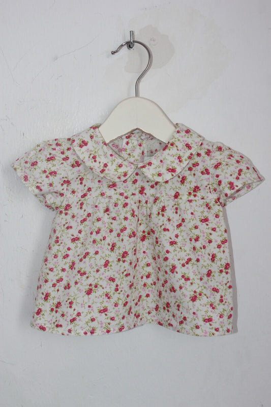 tweedehands katoenen gebloemde blouse in multicolour met korte mouwen maat 62 voor een baby meisje van bobine
