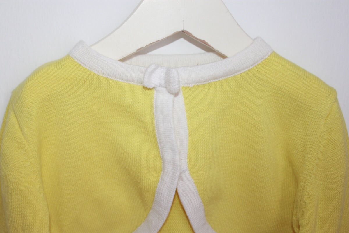 tweedehands geel met wit bolero vestje van boboli in maat 86 voor een baby meisje