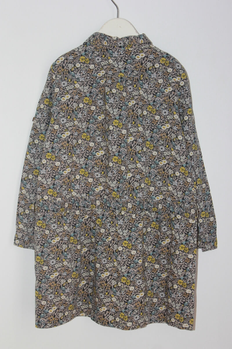 tweedehands katoenen liberty jurk in multicolour met lange mouwen van bonpoint in maat 104