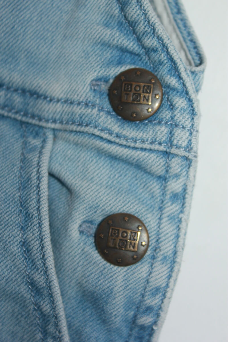 tweedehands denim salopette of tuinbroek in maat 110 voor een meisje van bonton