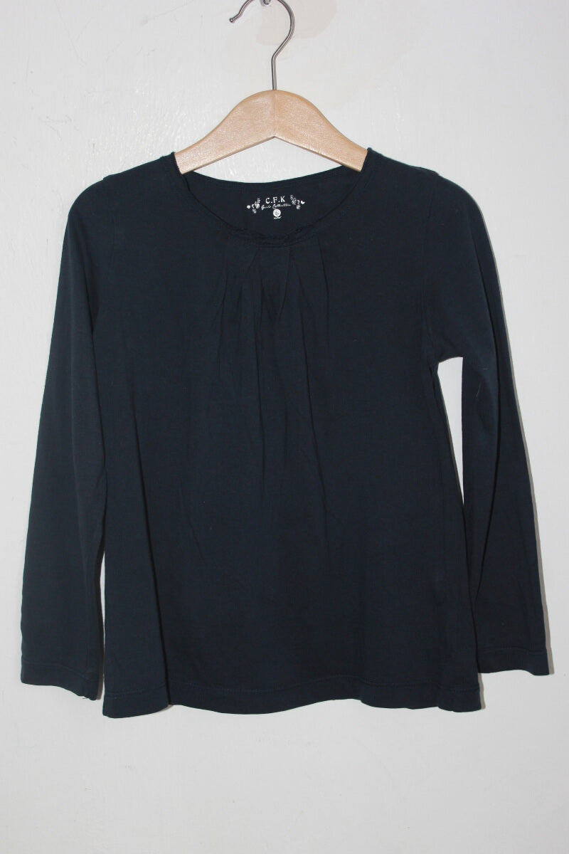 tweedehands katoenen donkerblauwe longsleeve van cfk voor een meisje in maat 116