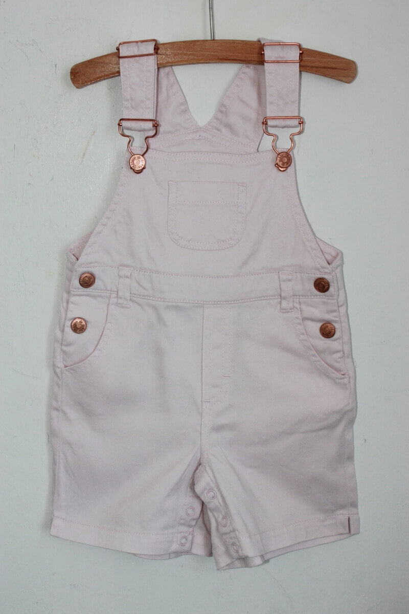 tweedehands katoenen zomerse lichtroze korte salopette in maat 80 van chateau de sable