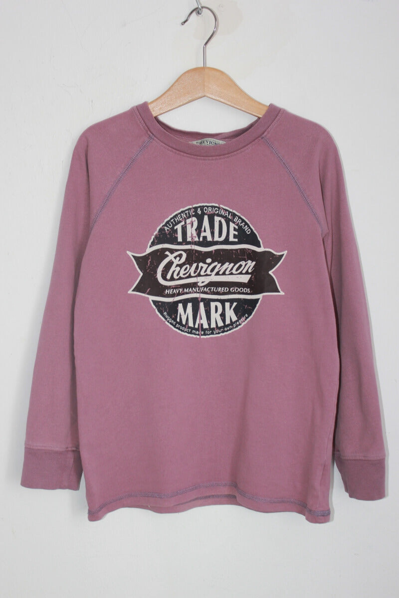 tweedehands katoenen lichtpaarse longsleeve in maat 128 voor een jongen van chevignon