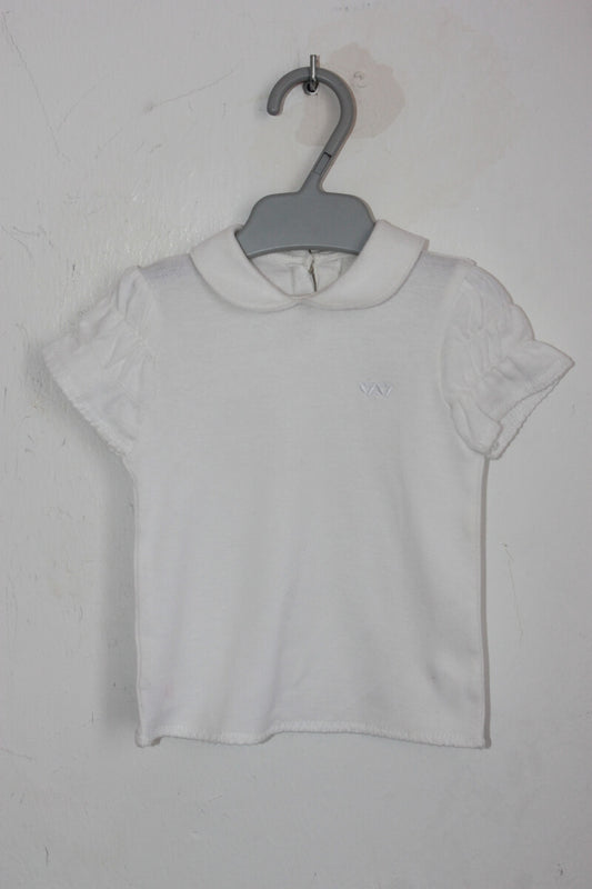 tweedehands katoenen wit t-shirt in maat 74 voor een baby meisje van clayeux