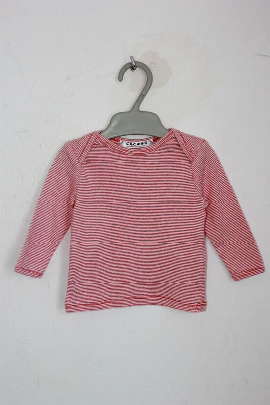 tweedehands unisex katoenen rood-wit gestreepte longsleeve in maat 62 van cocoon