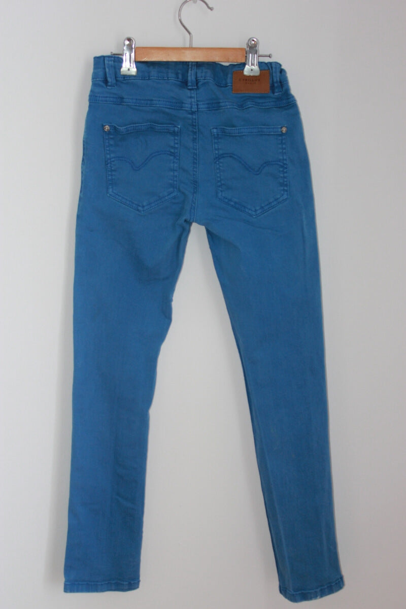tweedehands unisex blauwe lange broek in maat 140 van cyrillus