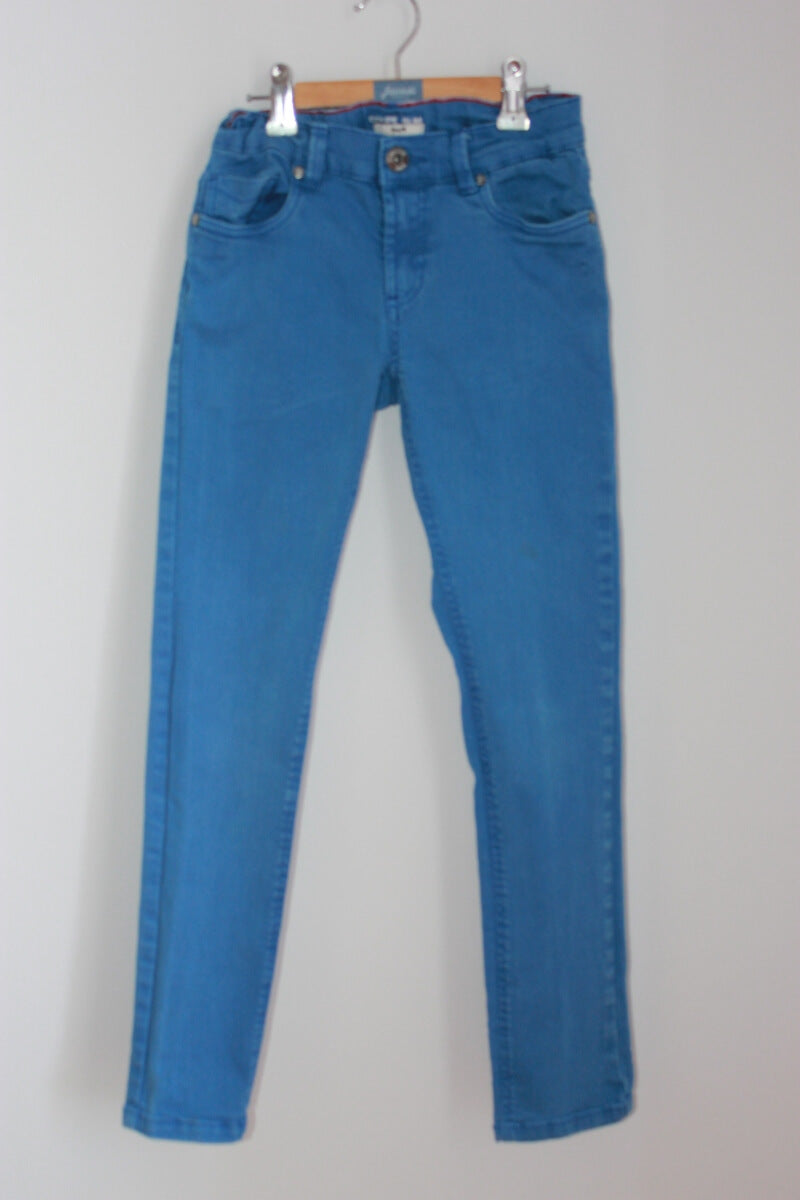 tweedehands unisex blauwe lange broek in maat 140 van cyrillus