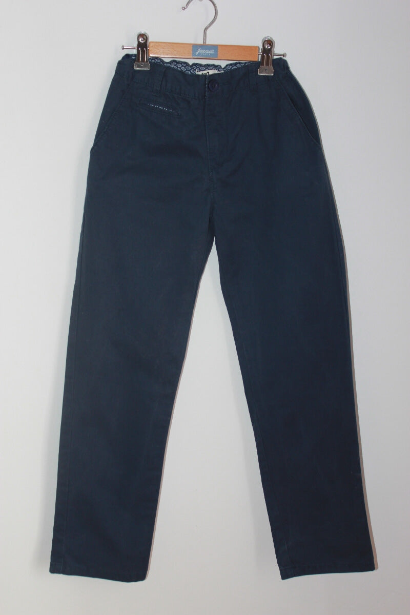 preloved donkerblauwe lange broek in maat 140 voor een jongen van cyrillus